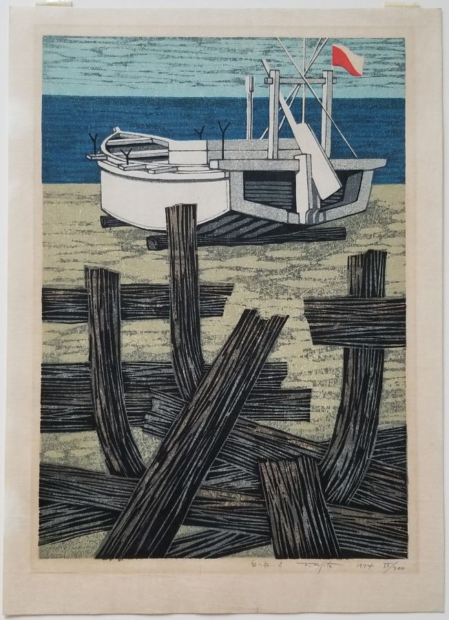 Boat on Beach by Fumio Fujita
